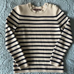 Comptoir Des Cotonniers Wool Sweater - Cream and Navy Stripes - Size M